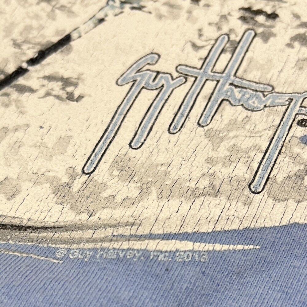 UNC Tar Heels T Shirt Mens Sz XL Blue Fishing Swordfish Guy Harvey THRASHED - Picture 8 of 10